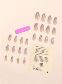 24 chiếc Trang trí hình bướm hạnh nhân dài Móng tay giả & 1 dũa móng tay & 1 băng dính - Nhiều màu - Xem 2