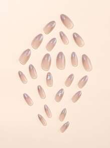 24 chiếc Trang trí hình bướm hạnh nhân dài Móng tay giả & 1 dũa móng tay & 1 băng dính - Nhiều màu - Xem 3