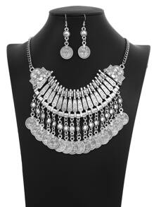 3pcs Coin Decor Jewelry Set - Antique Silver - View 4