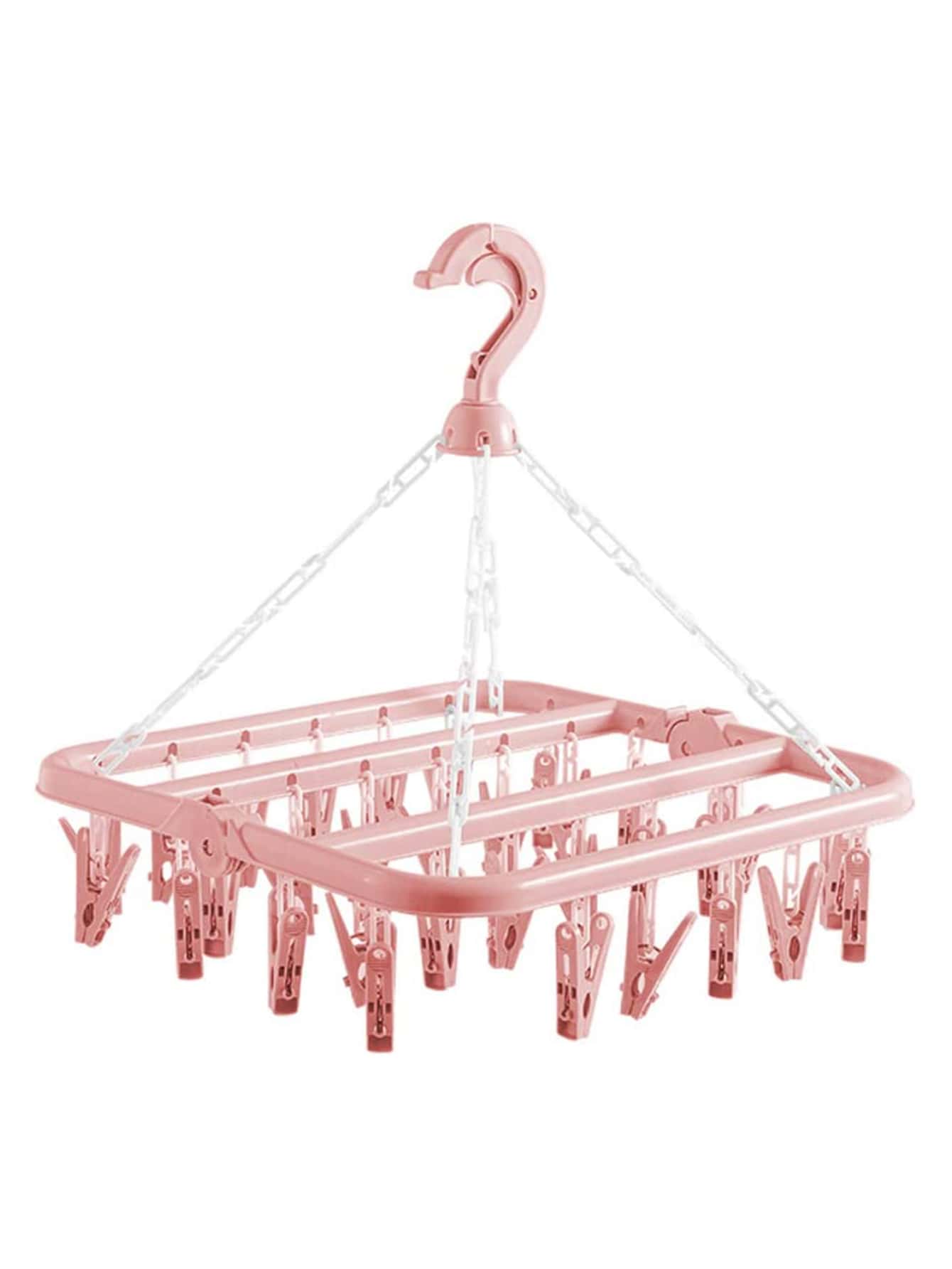 1set 32 Clips Portable Socks Cloth Hanger Rack Clothespin Multifunctional Drying Rack Sock Holder Wardrobe Storage Cloth Hangers