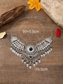 Fashionable Multilayered Vintage Handmade Braided Necklace With Tassel Pendant, Clavicle Chain Women's Accessory