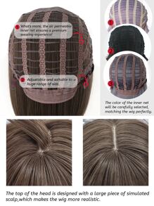 alicegarden 12 Inch Straight Synthetic Hair Wig, Natural Brown Color With Bangs, Made Of Heat-Resistant Fiber, Durable And Long-Lasting. Suitable For Daily Wear, Parties, Cosplay And Gatherings. (Accessories Not Included) - 棕色 - 查看 7