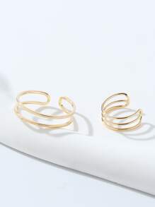 2pcs Hollow Out Cuff Toe Ring - Yellow Gold - View 2
