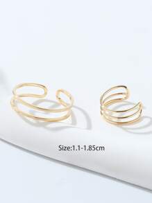 2pcs Hollow Out Cuff Toe Ring - Yellow Gold - View 3