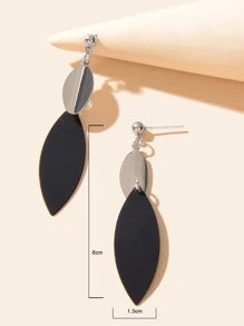 Oval & Leaf Drop Earrings - Silver - View 3