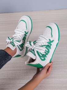 Two Tone Lace-up Front Skate Shoes - Multicolor - View 1