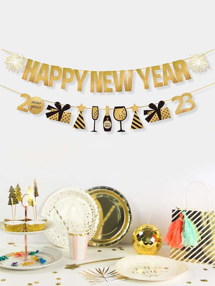 1pc New Year Pull Flag - Multicolor - View 1