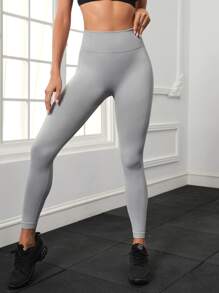 Yoga Basic Seamless Tummy Control Sports Leggings - Light Grey - View 5