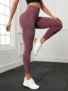Yoga Basic Quần Leggings Thể thao Nữ màu trơn - Gỗ đỏ - Xem 2