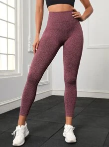 Yoga Basic Quần Leggings Thể thao Nữ màu trơn - Gỗ đỏ - Xem 3