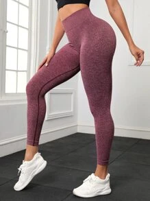 Yoga Basic Quần Leggings Thể thao Nữ màu trơn - Gỗ đỏ - Xem 4