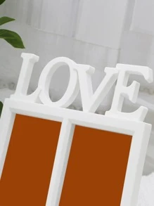 1入組Love字母木頭相框帶1入組隨機內層紙禮品 - 白色 - 查看 4