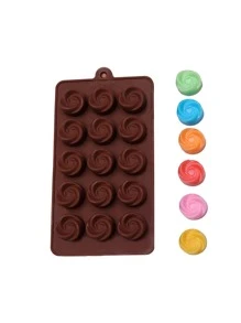 1pc Silicone Mold, Modern Flower Design Chocolate Mold For Home - Chocolate Brown - View 1
