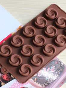 1pc Silicone Mold, Modern Flower Design Chocolate Mold For Home - Chocolate Brown - View 3