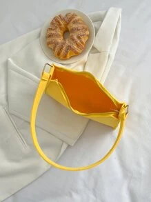 霓虹黃蛇皮壓花法棍包 - 黃色 - 查看 6