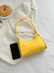 霓虹黃蛇皮壓花法棍包 - 黃色 - 查看 7