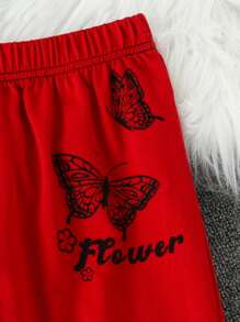 Girls Letter And Butterfly Print Cami Top & Pullover & Joggers - Multicolor - View 6