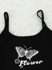 Girls Letter And Butterfly Print Cami Top & Pullover & Joggers - Multicolor - View 8