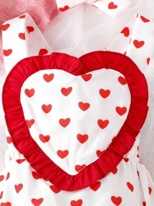 嬰兒愛心圖案荷葉邊連體衣和配件髮箍和鞋