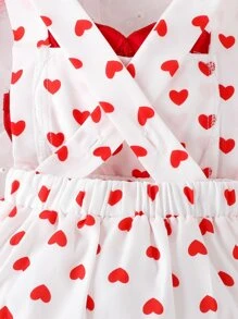 嬰兒愛心圖案荷葉邊連體衣和配件髮箍和鞋