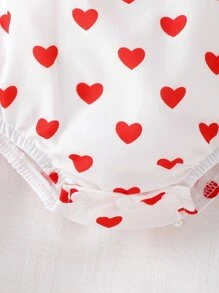 嬰兒愛心圖案荷葉邊連體衣和配件髮箍和鞋