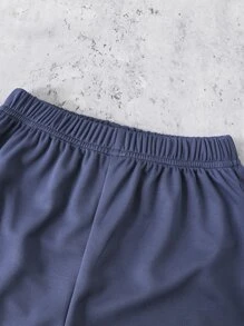 Boys Letter Graphic Tee & Track Shorts - Blue - View 4