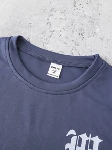 Boys Letter Graphic Tee & Track Shorts - Blue - View 5