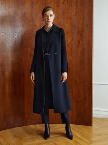 MOTF PREMIUM Women Suit Pants Túi Dây kéo màu trơn - Màu xanh hải quân - Xem 7