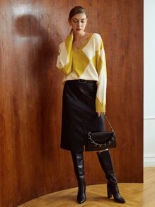 MOTF PREMIUM 羊毛混紡菱形印花套頭毛衣 - 彩色 - 查看 8