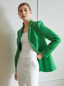 MOTF PREMIUM VISCOSE SINGLE BREASTED BLAZER - Green - View 6