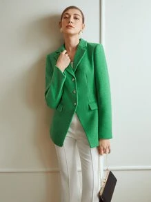 MOTF PREMIUM VISCOSE SINGLE BREASTED BLAZER - Green - View 7