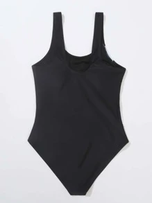 Swim Lushoire Summer Beach Color Block One Piece Swimsuit - Black and White - View 3