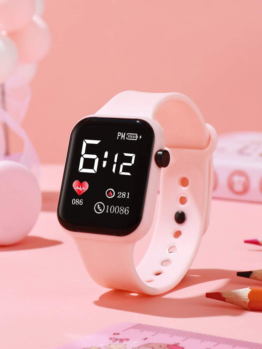 方形電子錶 - 粉色 - 查看 1