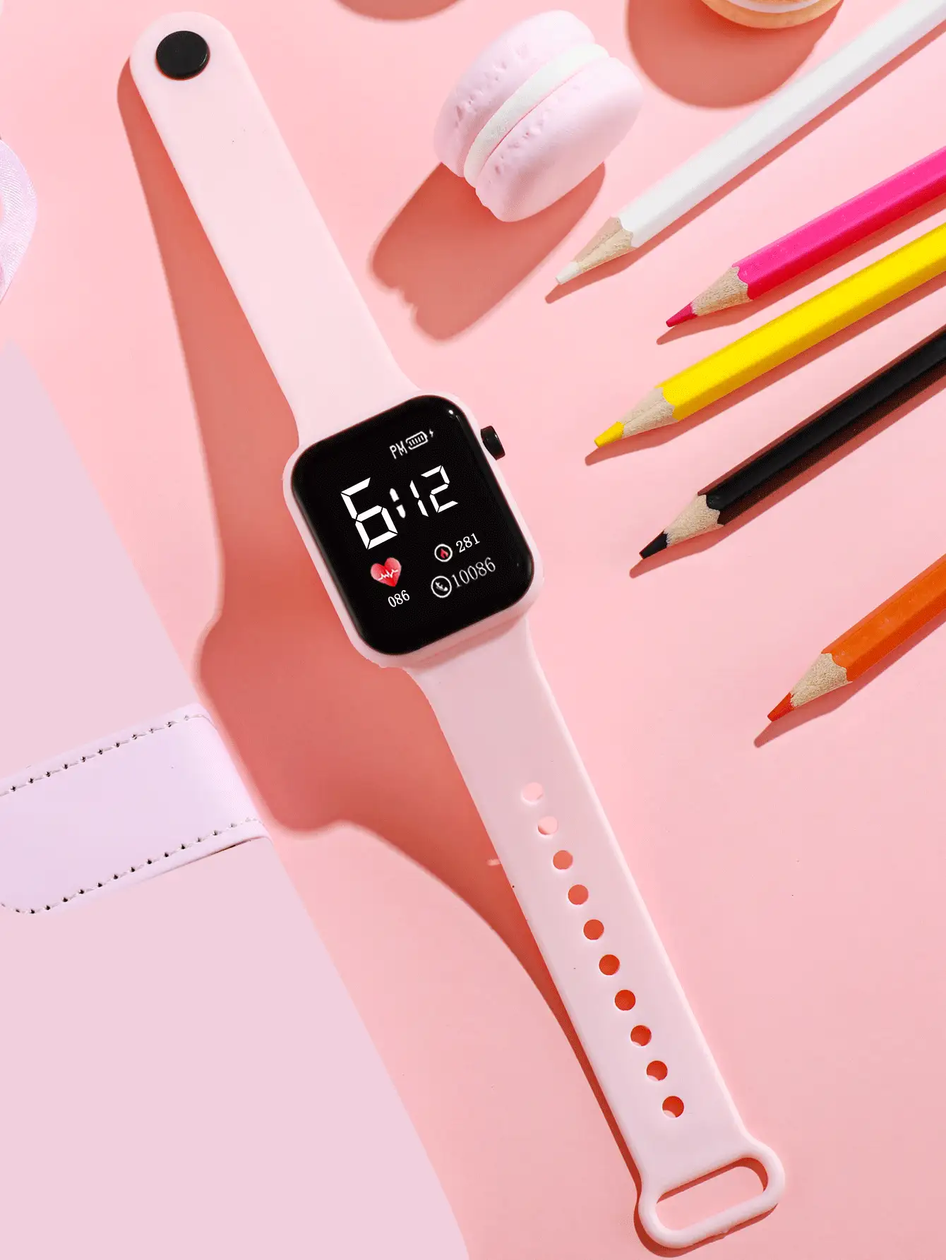 方形電子錶 - 粉色 - 查看 2