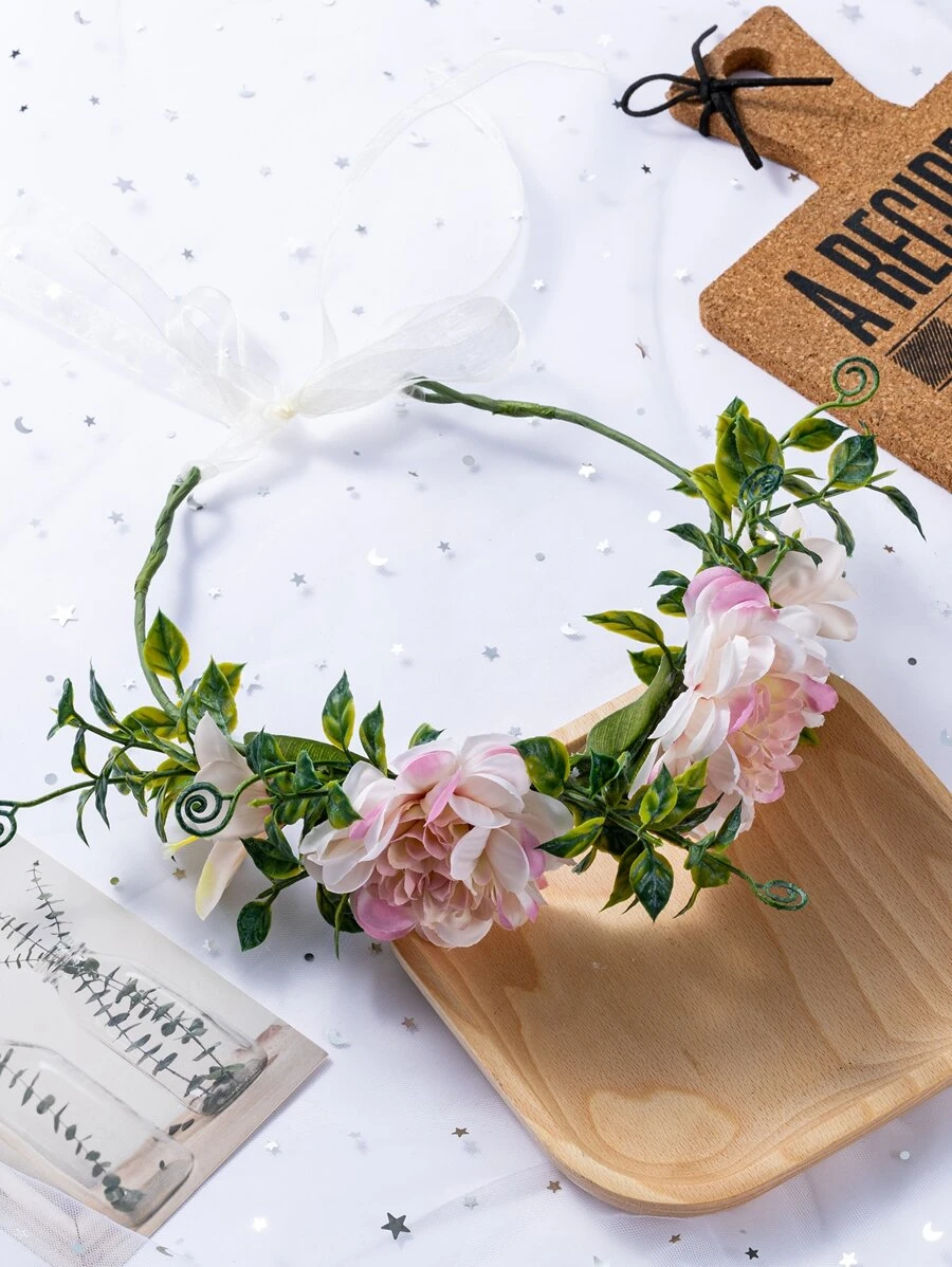 1 dây buộc tóc kiểu boho cho nữ trang trí hoa - Hồng - Xem 1