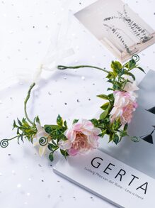 1 dây buộc tóc kiểu boho cho nữ trang trí hoa - Hồng - Xem 3