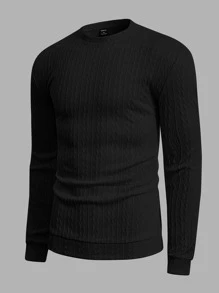 Manfinity NiteLyfe Hombres Sudadera unicolor de cuello alto - Negro - Ver 3