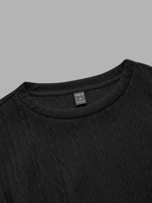 Manfinity NiteLyfe Hombres Sudadera unicolor de cuello alto - Negro - Ver 4