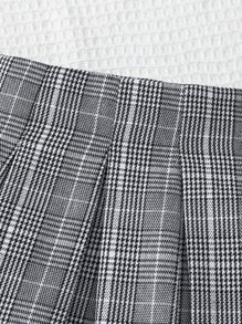 嬰兒字母圖案T恤和格紋百褶半身裙 - 黑與白 - 查看 7