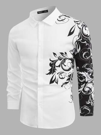 Hombres Camisa con estampado floral
