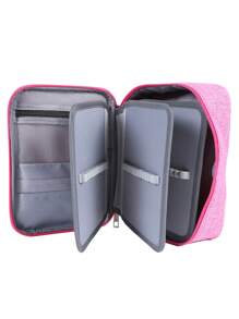 1 件彩色铅笔盒大容量铅笔盒带双头拉链多层盒适用于彩色铅笔、记号笔和纯色中性笔 - 玫紅色 - 查看 2