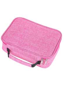 1 件彩色铅笔盒大容量铅笔盒带双头拉链多层盒适用于彩色铅笔、记号笔和纯色中性笔 - 玫紅色 - 查看 3