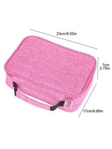 1 件彩色铅笔盒大容量铅笔盒带双头拉链多层盒适用于彩色铅笔、记号笔和纯色中性笔 - 玫紅色 - 查看 4