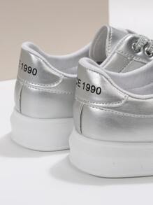 Zapatillas de skate de color metálico con cordón delantero - Plateado - Ver 5