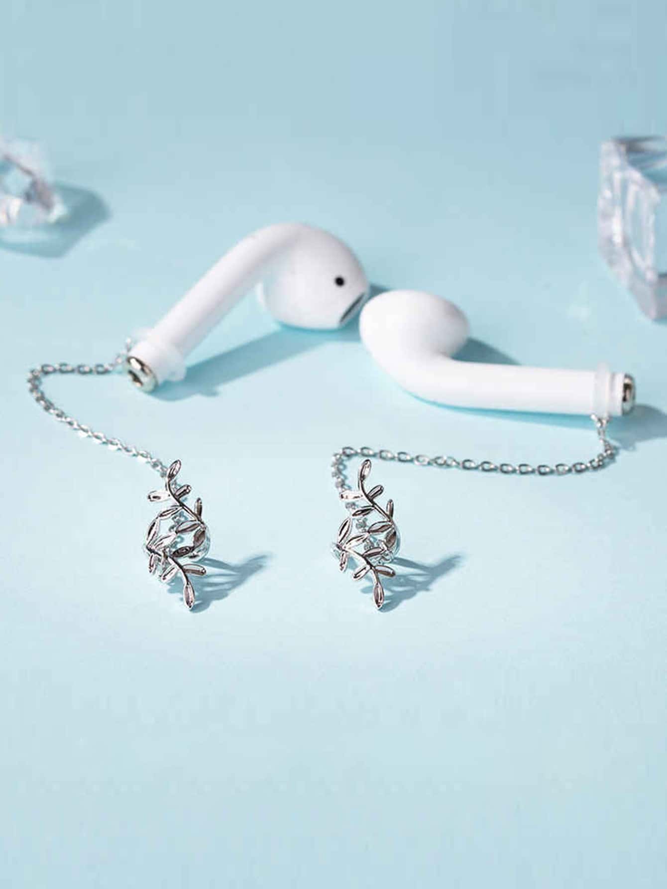 2pcs Leaf Design Earphone Anti-lost Chain - View 1