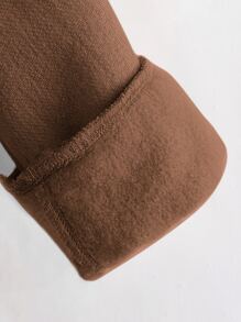 SHEIN Young Boy Cotton Solid Drop Shoulder Thermal Sweatshirt - Coffee Brown - View 4