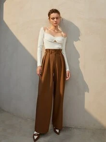 Cold Shoulder Rib-knit Slim Fit Sweater - White - View 4