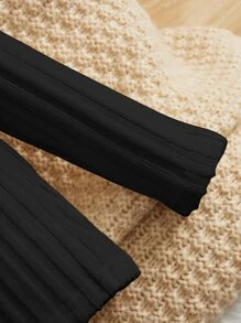 SHEIN Baby Turtle Neck Ribbed Knit Top - Black - View 5