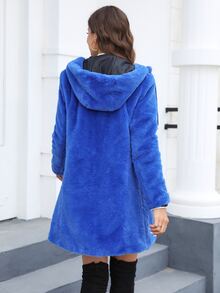 RELISH NOLESS Chaqueta con capucha de cremallera y piel sintética para mujer para el invierno - azul real - Ver 2