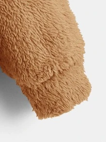 SHEIN Boys Letter Embroidery Colourblock Teddy Hoodie - Multicolor - View 4